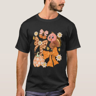 Camiseta Mujeres Agradecidas Pavo Coqueta Lazo Calabaza Oto