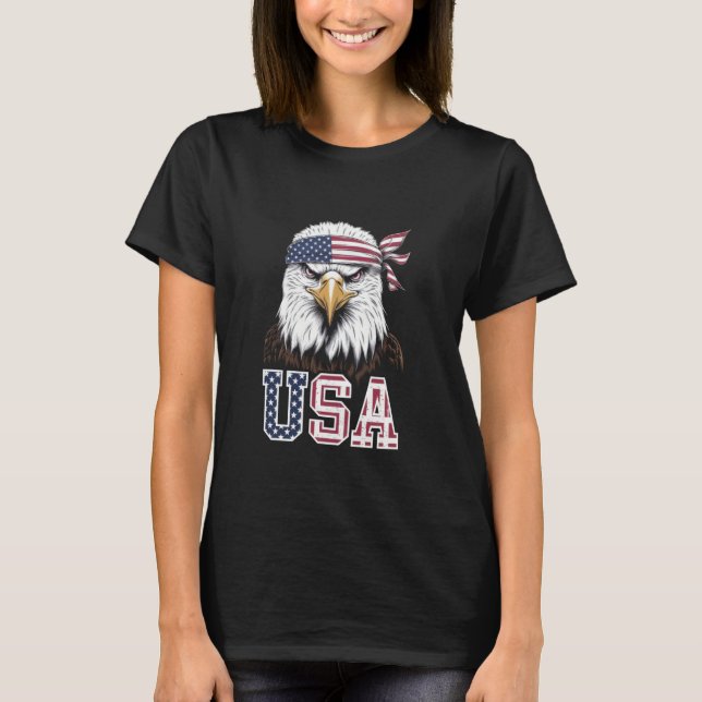 Camiseta Mujeres Águilas Niños Americanos Bandera Patriótic (Anverso)