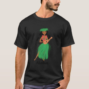 Camiseta Mujeres Aloha Hawaii Cute Ukulele Hula Dan