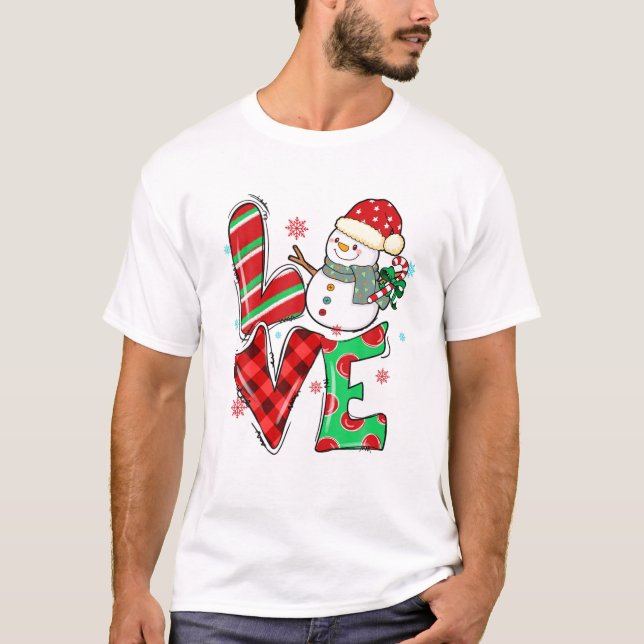 Camiseta Mujeres aman a Navidades Snowman Santa Navidades 2 (Anverso)