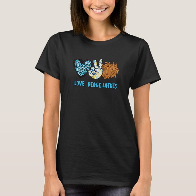 Camiseta Mujeres aman la paz latkes Happy Hanukkah Chanukah (Anverso)