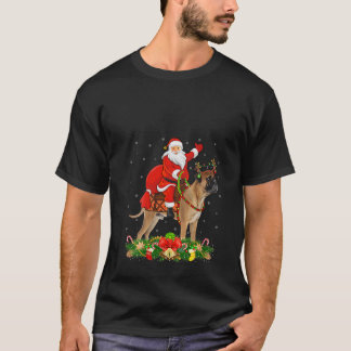 Camiseta Mujeres Amante del Perro Bullmastiff Santa Cabalga