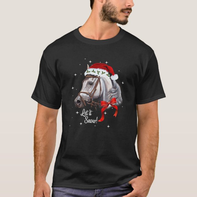 Camiseta Mujeres amantes del caballo dejan que nieve Santa  (Anverso)