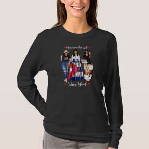 Camiseta Mujeres American Raised Cuba Sangre Usa Bandera Cu