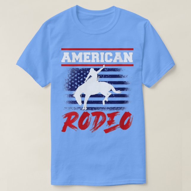 Camiseta Mujeres Americanas De Rodeo Cowboy Bull Montando P (Diseño del anverso)