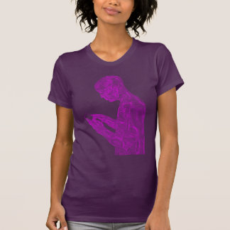 Camiseta Mujeres americanas del rezo (berenjena con rosa)