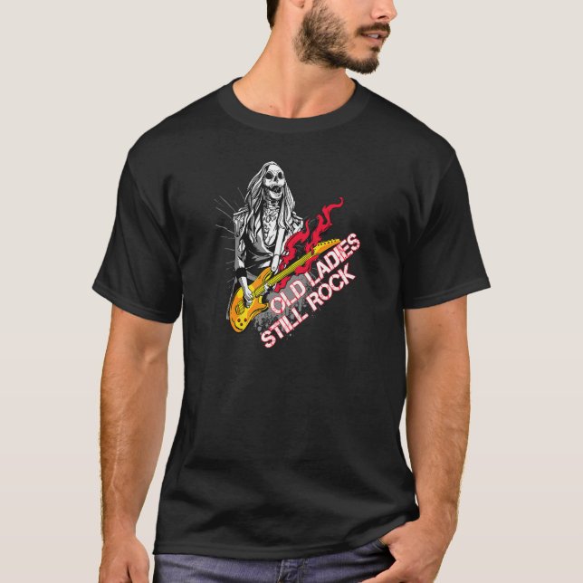 Camiseta Mujeres ancianas siguen rodando esqueleto rocas es (Anverso)