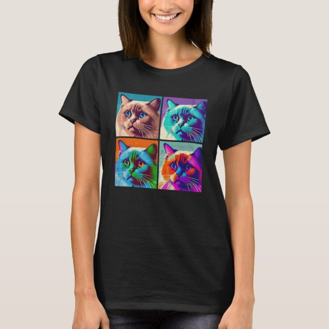 Camiseta Mujeres animales coloridas del Ilustracion pop Bir (Anverso)