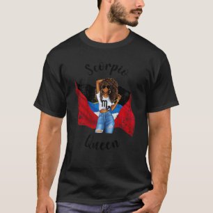 Camiseta Mujeres Antiguas Escorpio Reina Afro Afro Zodiac