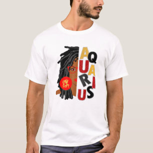 Camiseta Mujeres Aquarius Chica Afro Locs Chica Rótulos Zod