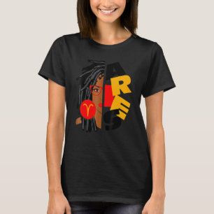 Camiseta Mujeres Aries Chica Afro Locs Chica Rótulos Zodiac