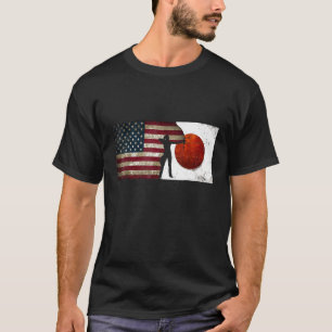 Camiseta Mujeres Arqueando Usa Bandera De Japón Grunge Mole