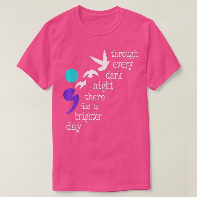 Camiseta Mujeres Aves Semicolón Regalo Suicidio Prevención  (Diseño del anverso)