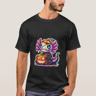 Camiseta Mujeres Axolotl Zombie Cute Kawaii Calabaza Niños