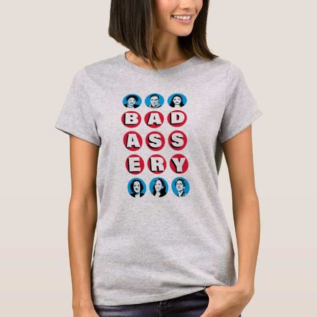 Camiseta Mujeres Badass: Stacey RBG AOC Katie Kamala Warren (Anverso)