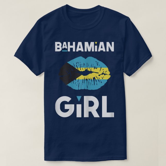 Camiseta Mujeres bahameñas Chica bandera bahameña levanta e (Diseño del anverso)