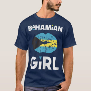 Camiseta Mujeres bahameñas Chica bandera bahameña levanta e
