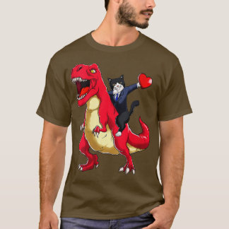 Camiseta Mujeres bailando un gato en Tuxedo montando dinosa