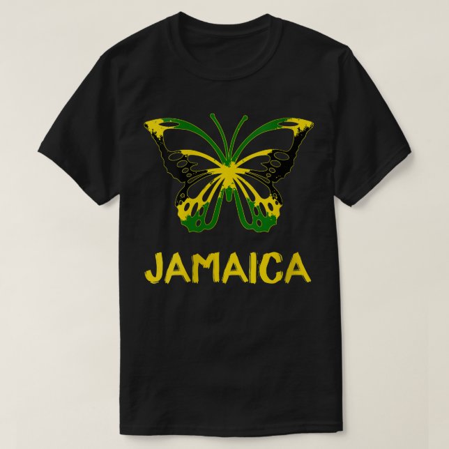 Camiseta Mujeres Bandera Jamaiquina Mariposa Jamaica Indepe (Diseño del anverso)