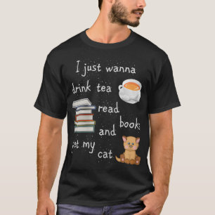 Camiseta Mujeres Beben Té Leen Libros Acarician Gatos
