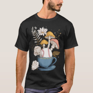 Camiseta Mujeres Béisbol Hongos Cottagecore Floral Naturale