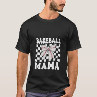 Camiseta Mujeres Béisbol Mama Coquette Bow Game Day Funny S