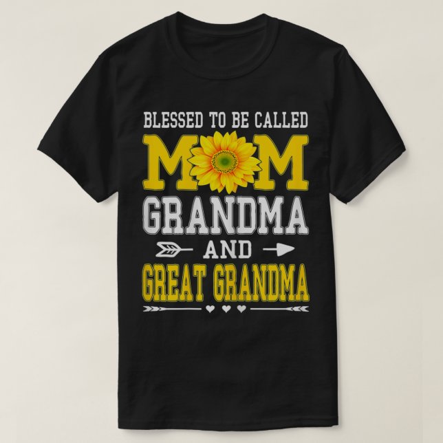 Camiseta Mujeres Bendecidas De Ser Llamadas Mamá Abuela Gra (Diseño del anverso)