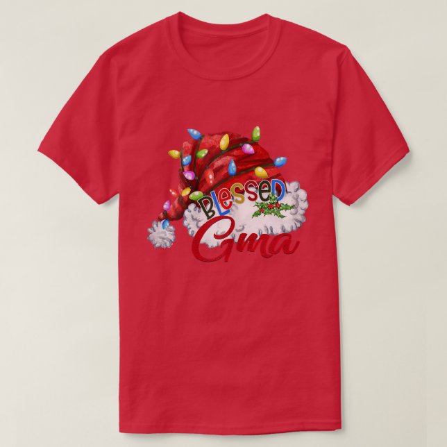 Camiseta Mujeres bendecidas Gma Santa Hat Xmas Light (Diseño del anverso)