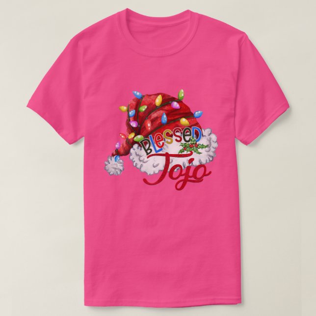 Camiseta Mujeres bendecidas Jojo Santa Hat Xmas Light77 (Diseño del anverso)