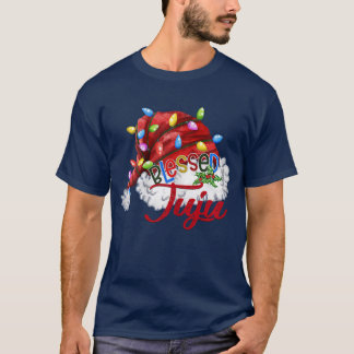 Camiseta Mujeres bendecidas Juju Santa Hat Xmas Light 7