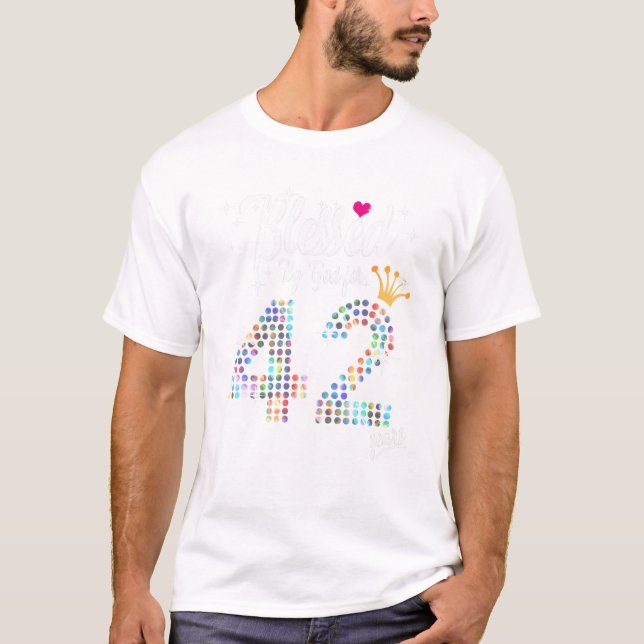 Camiseta Mujeres bendecidas por Dios durante 42 años 42 cum (Anverso)