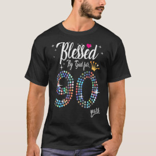 Camiseta Mujeres bendecidas por Dios durante 90 años 90 cum