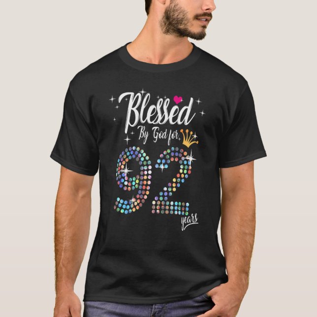 Camiseta Mujeres bendecidas por Dios durante 92 años 92º cu (Anverso)