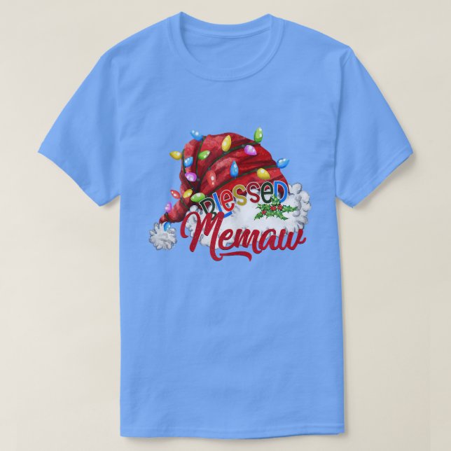 Camiseta Mujeres bendecieron a Memaw Santa Hat Xmas Light8 (Diseño del anverso)