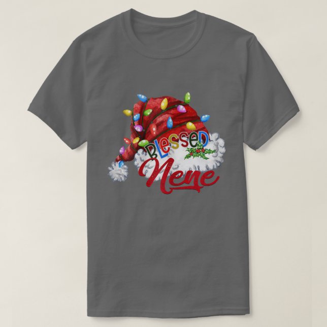 Camiseta Mujeres bendecieron a Nene Santa Hat Xmas Light85 (Diseño del anverso)
