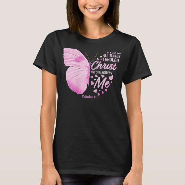 Camiseta Mujeres Biblia cristiana versus mariposa Je religi (Anverso)