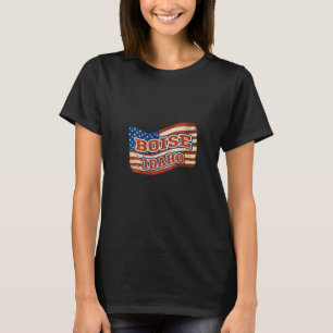 Camiseta Mujeres Boise City Idaho Vintage Bandera Americana