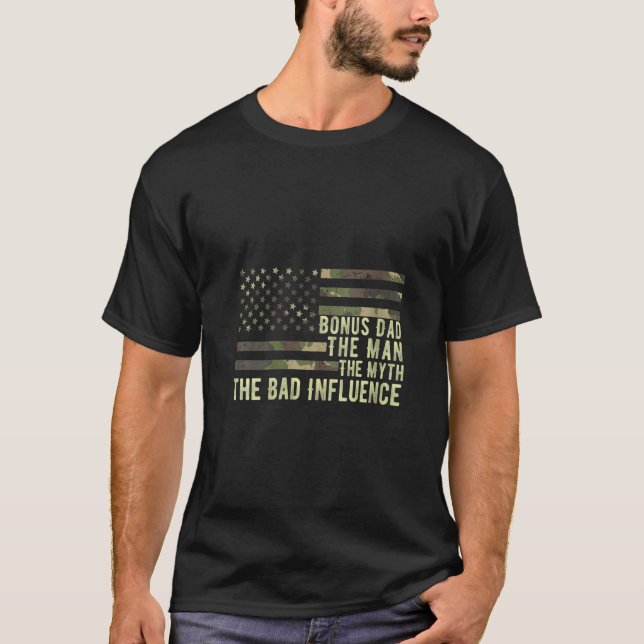 Camiseta Mujeres Bonus Dad Dad The Man Myth Bad Influence C (Anverso)