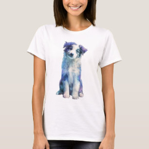 Camiseta Mujeres Border Collie de Borde Azul Acuarela Soñad