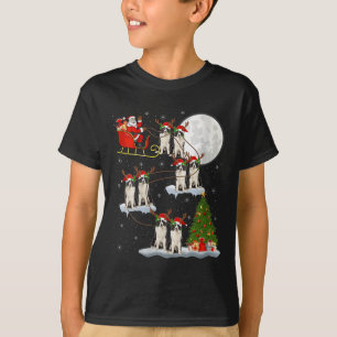Camiseta Mujeres Border Collie Perro Santa Trineo Volando D