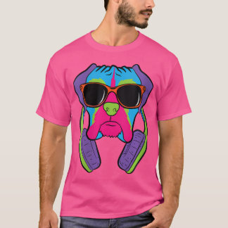 Camiseta Mujeres Boxer Perro Con Auriculares Amor Perros Bo