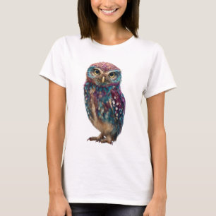 Camiseta Mujeres Búho Galácticas Psicodélicas Vibrantes