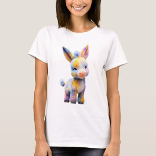Camiseta Mujeres Burro Bebé Acuarela Arcoíris Pastel