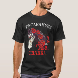 Camiseta Mujeres Caballo de Azúcar Cráneo Roses Rojos Escar