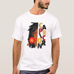 Camiseta Mujeres Capricornio Chica Afro Locs Chica Rótulos 