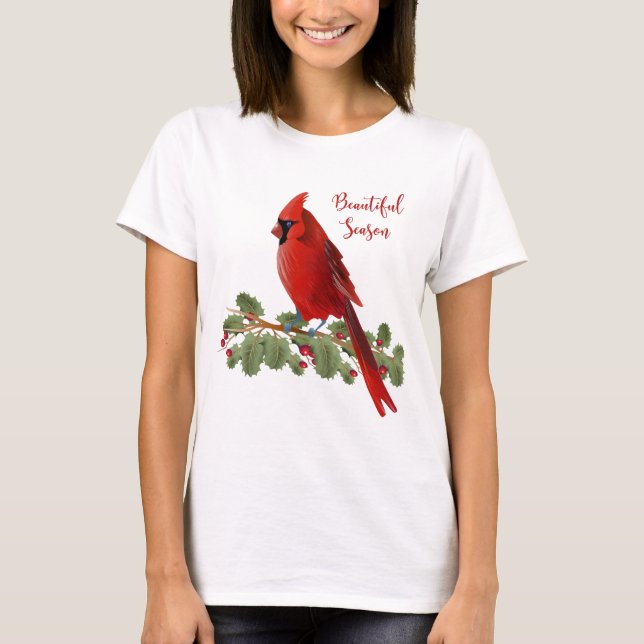 Camiseta Mujeres cardinales rojas de las vacaciones del (Anverso)