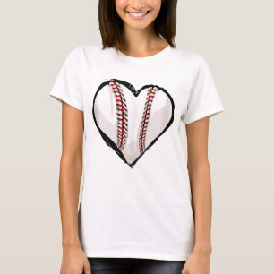 Camiseta Mujeres Casuales Del Corazón De Béisbol Cutan Gráf