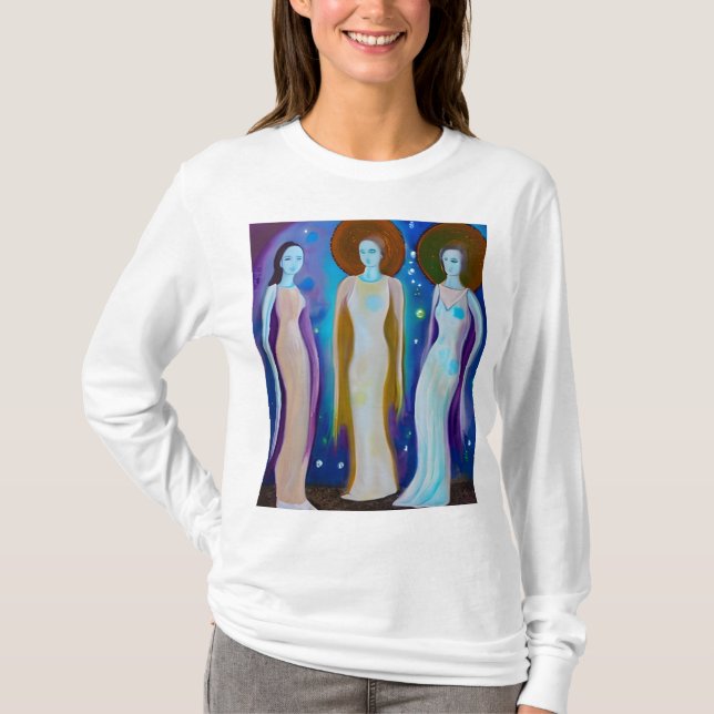 Camiseta Mujeres Celestiales Obra de Arte Abstracto (Anverso)