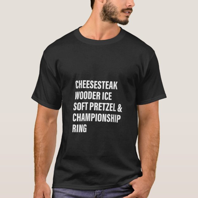 Camiseta Mujeres Cheesesteak Wooder Hice Soft Pretzel Champ (Anverso)