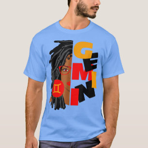 Camiseta Mujeres Chica de Gemini Afro Locs Chica Zodiac Rót